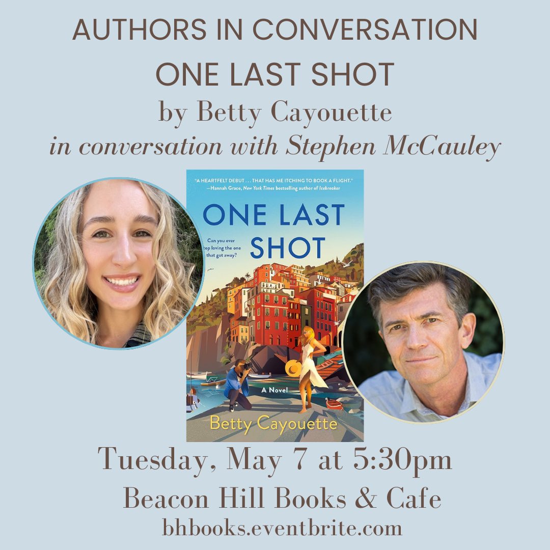 Boston friends! Come celebrate release day with me at Beacon Hill Books on May 7th! I’ll be chatting with my first ever creative writing professor Stephen McCauley about One Last Shot, and we can all enjoy One Last Spritz cocktails in the gorgeous store 😍