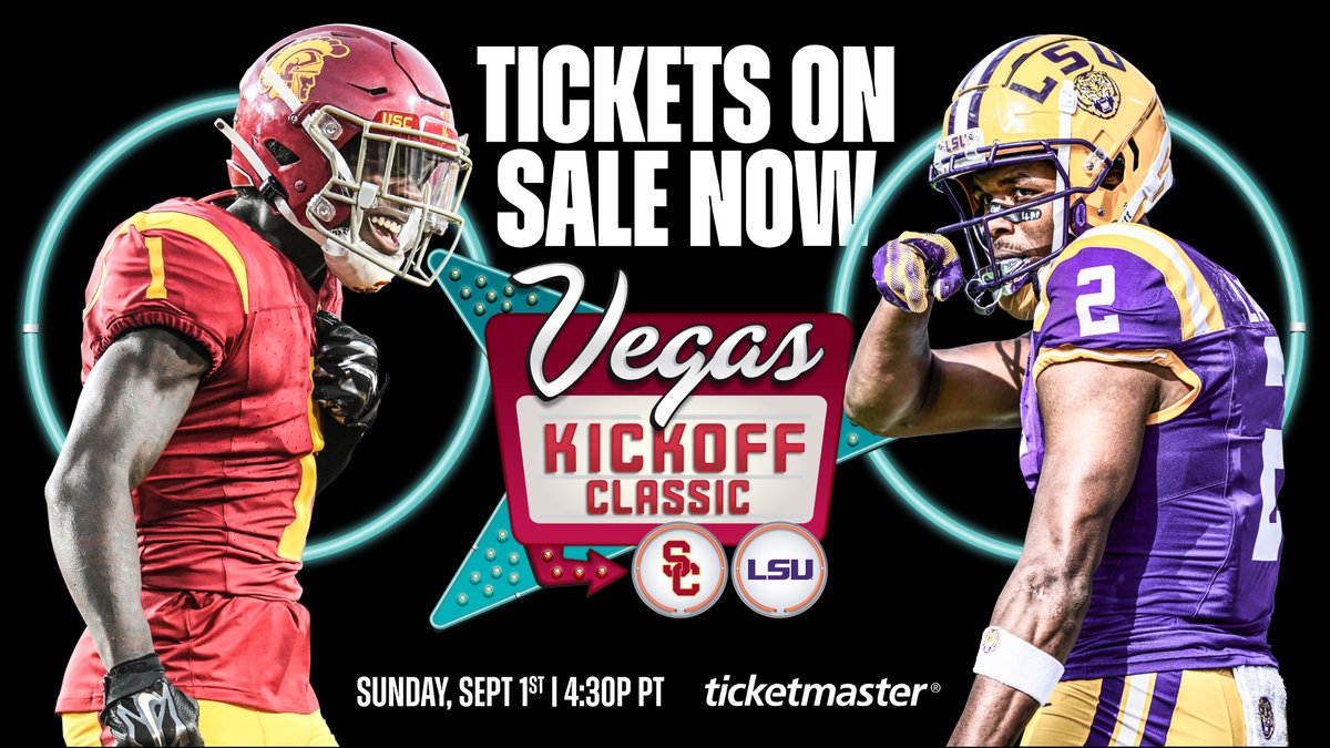Tickets are on sale now for Vegas Kickoff Classic on 9/1 🏈 Don't miss out on USC vs LSU here at Allegiant Stadium! 🎟️ bit.ly/3JAPeg2