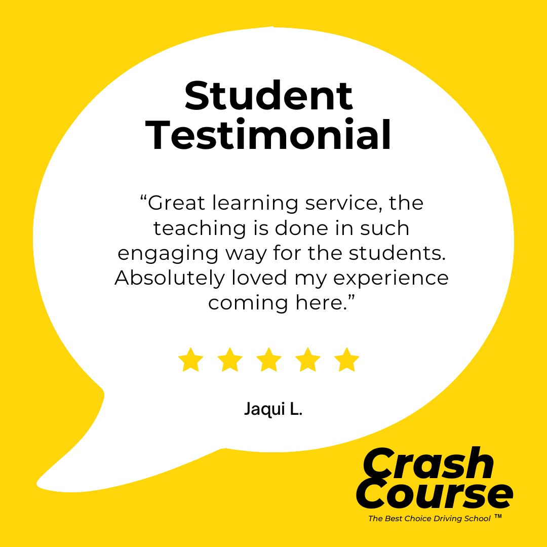 We want to give you the best learning experience possible! #TestimonialThursday #StudentTestimonial crashcoursewi.com  🚗 🌟