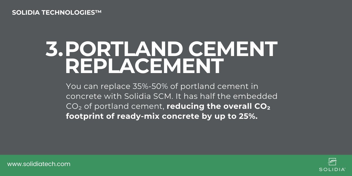 Solidia's platform of technologies has the potential to reduce the carbon footprint of concrete by 50%. Find out how!  ⬇️ 

Visit solidiatech.com to learn more.