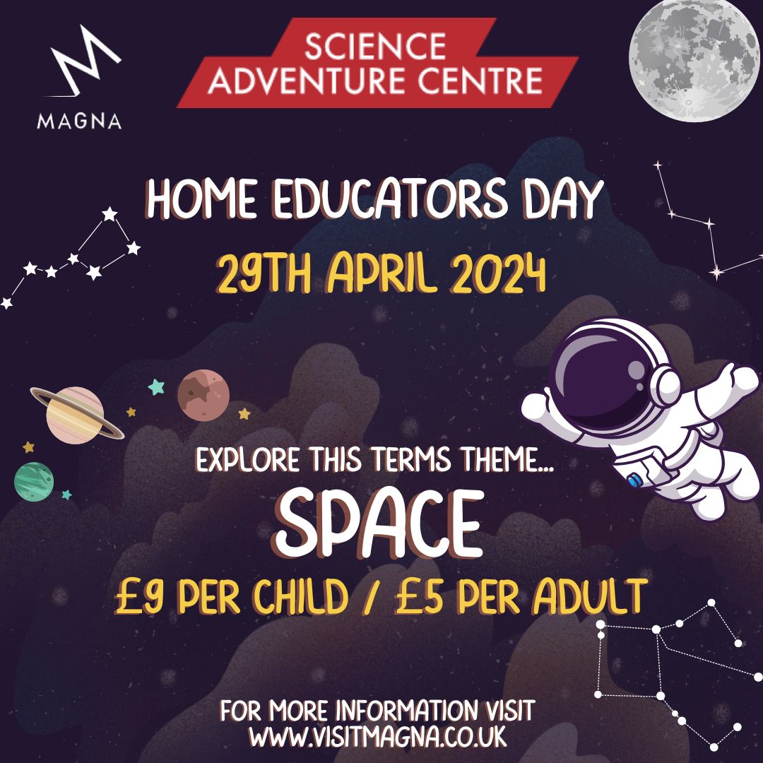 🚀 HOME EDUCATORS DAY 🚀 Our SPACE themed home educators day is this Monday 29th April! For more details visit: visitmagna.co.uk/whats-on/home-… #Homeducators #VisitMagna #STEM