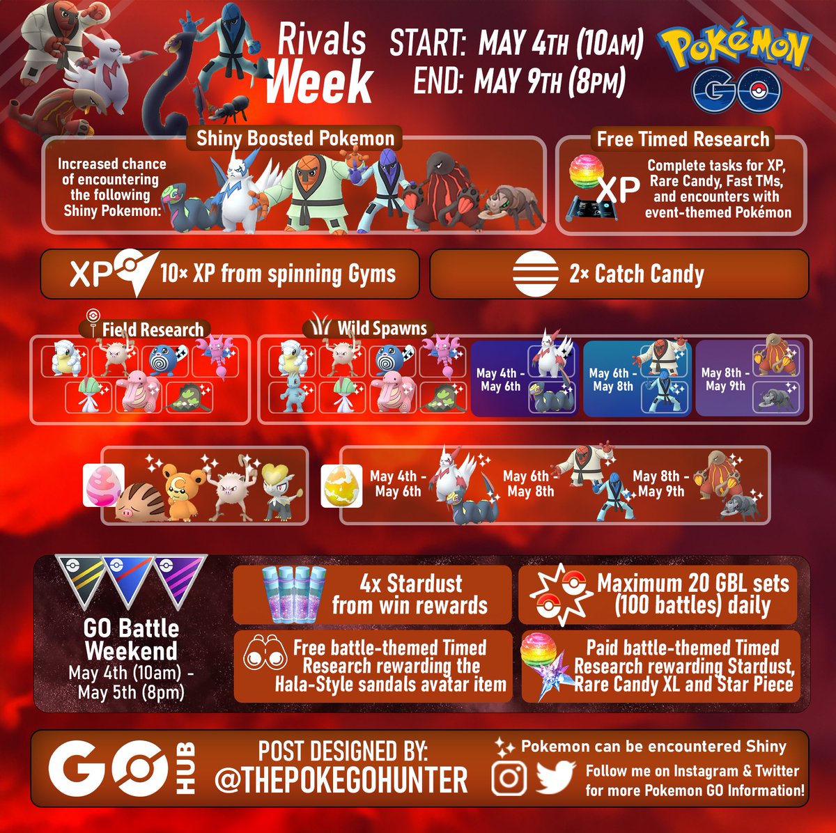 thepokegohunter's tweet photo. Rivals Week returns to #PokemonGO for the first time in 3 years, with shiny boosts for Seviper, Zangoose, Throh, Sawk, Durant &amp; Heatmor! ✨🥊 https://t.co/iqJZv0EAso