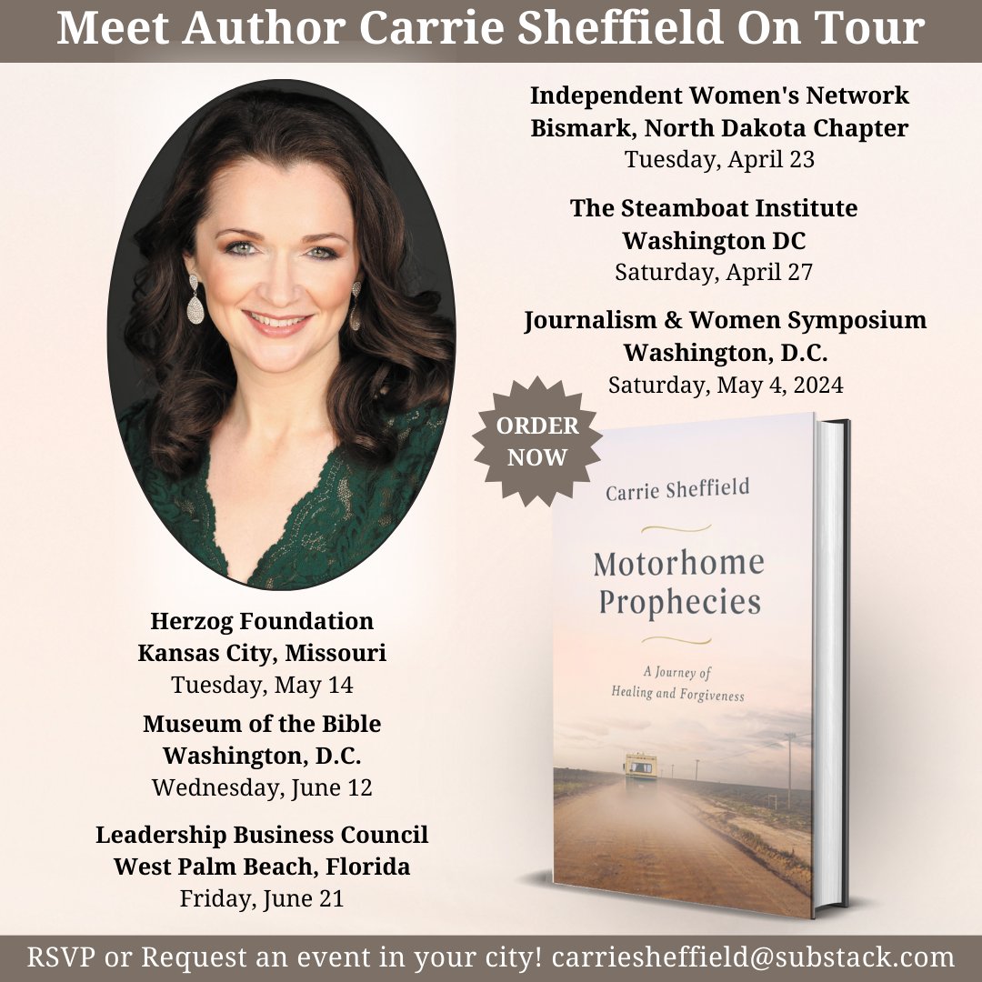 The Motorhome Prophecies book tour continues! Grateful for outpouring of support in our mission to promote mental health. Meet us in D.C., Kansas City, West Palm Beach & more. Want a signed #MotorhomeProphecies copy? Grab yours now: amazon.com/gp/product/154…