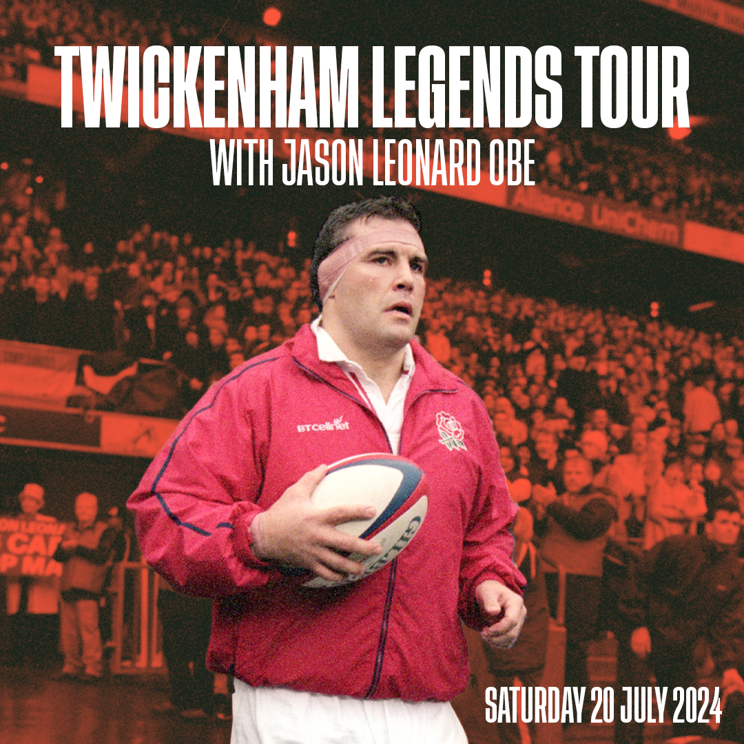 New Twickenham Legends Tour confirmed 🚨 Enjoy a backstage tour of @Twickenhamstad, while hearing the fascinating insights and memories of @EnglandRugby and @lionsofficial legend, @JasonLeonard114 🏟️ Secure your tickets now ➡️ bit.ly/4btLqZZ #StadiumTour #JasonLeonard