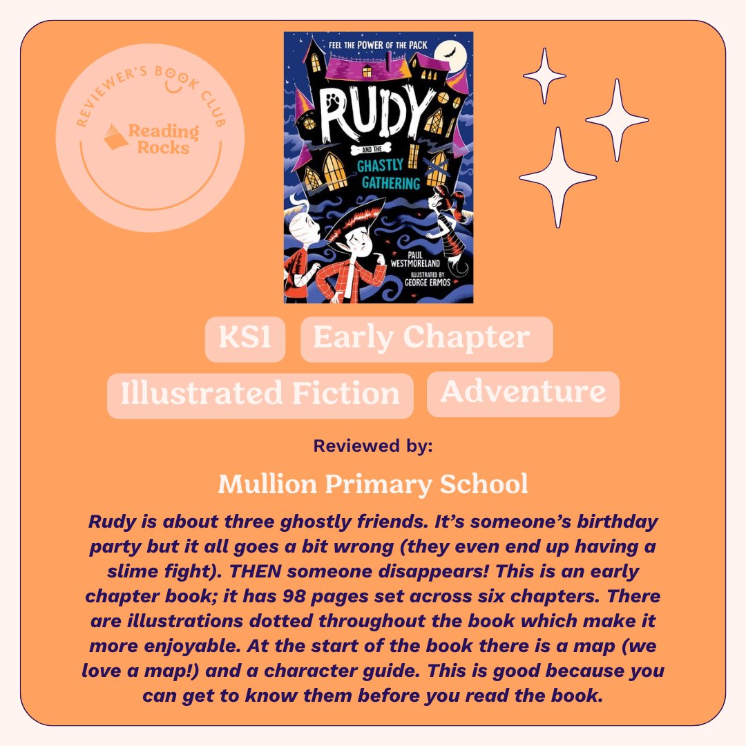 Being read and reviewed in the #RR_ReviewersBookClub today we have, Rudy and the Ghastly Gathering, reviewed by Mullion Primary School. Read the review here: wherereadingrocks.com/2024/04/25/rud… @AuthorPaul101 @georgermos @oxfordchildrens #early chapter #illustrated fiction #adventure #KS1