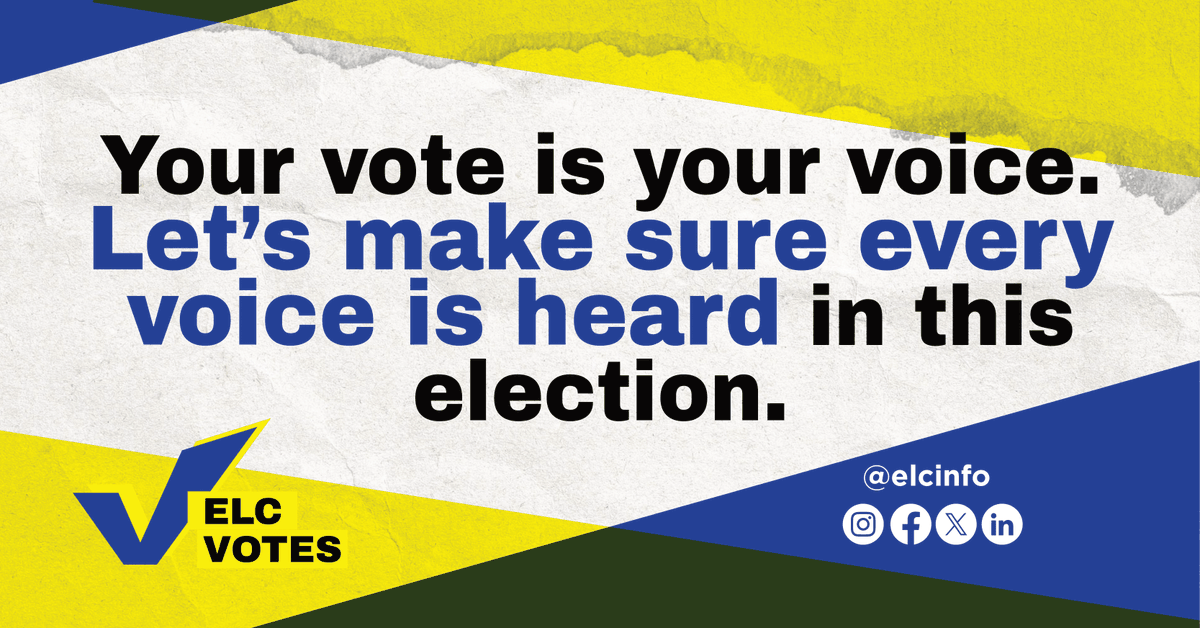 Your vote is your voice. Let's make sure every voice is heard in this election! 

#GetOutTheVote #VotingMatters #ELCVotes