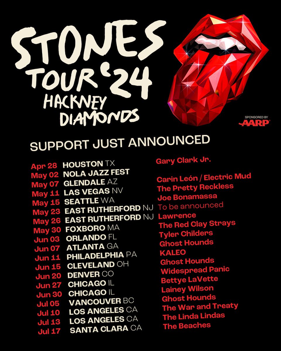 We are pleased to announce the lineup of artists who will be joining the Rolling Stones on their US Tour! Please give them a warm welcome! rollingstones.com/tour