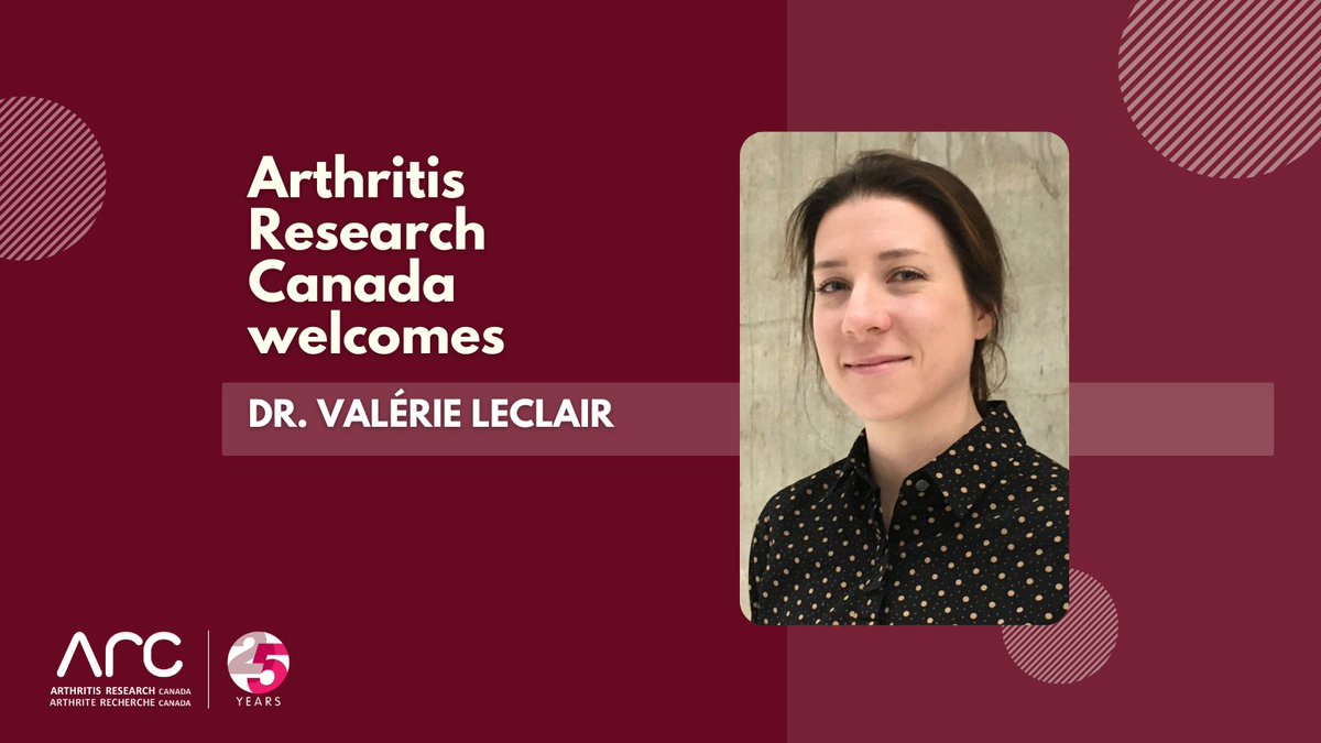 Arthritis Research Canada continues to expand its presence across Canada and is pleased to welcome Dr. Valérie Leclair as a Research Scientist affiliated with @mcgillu Learn More: ow.ly/gKzV50RnBN8 #ArthritisResearch