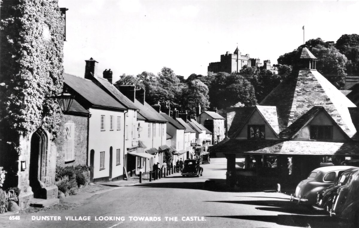 Throwback Thursday to the iconic view of Dunster High Street! This vintage postcard captures the charm of yesteryear, with classic cars adding to the nostalgia. #ThrowbackThursday #Dunster #DunsterInfo #DunsterVillage
