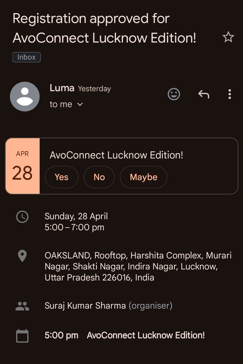 ShailyTrip41586's tweet photo. Hey👋
Just got my approval for #AvoConnectLucknow
See you there, all pumped up!
@suraj_sharma14
@avowallet
@aahiknsv
@Instadapp
• Please don't miss out on this Opportunity 🗿❤️
Register Here - https://t.co/gHXMn5WzUr https://t.co/tJ8wBBEYnm