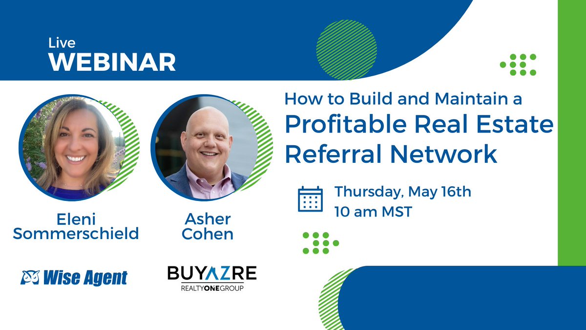 Mark your calendars! 🗓️  Our upcoming webinar will focus on the power of referral networks in real estate. 🤝 
Don't miss out on career-changing strategies! Register today: bit.ly/4aBywZB
#BecomingaWiseAgent #RealEstateWebinar #RealEstateReferrals