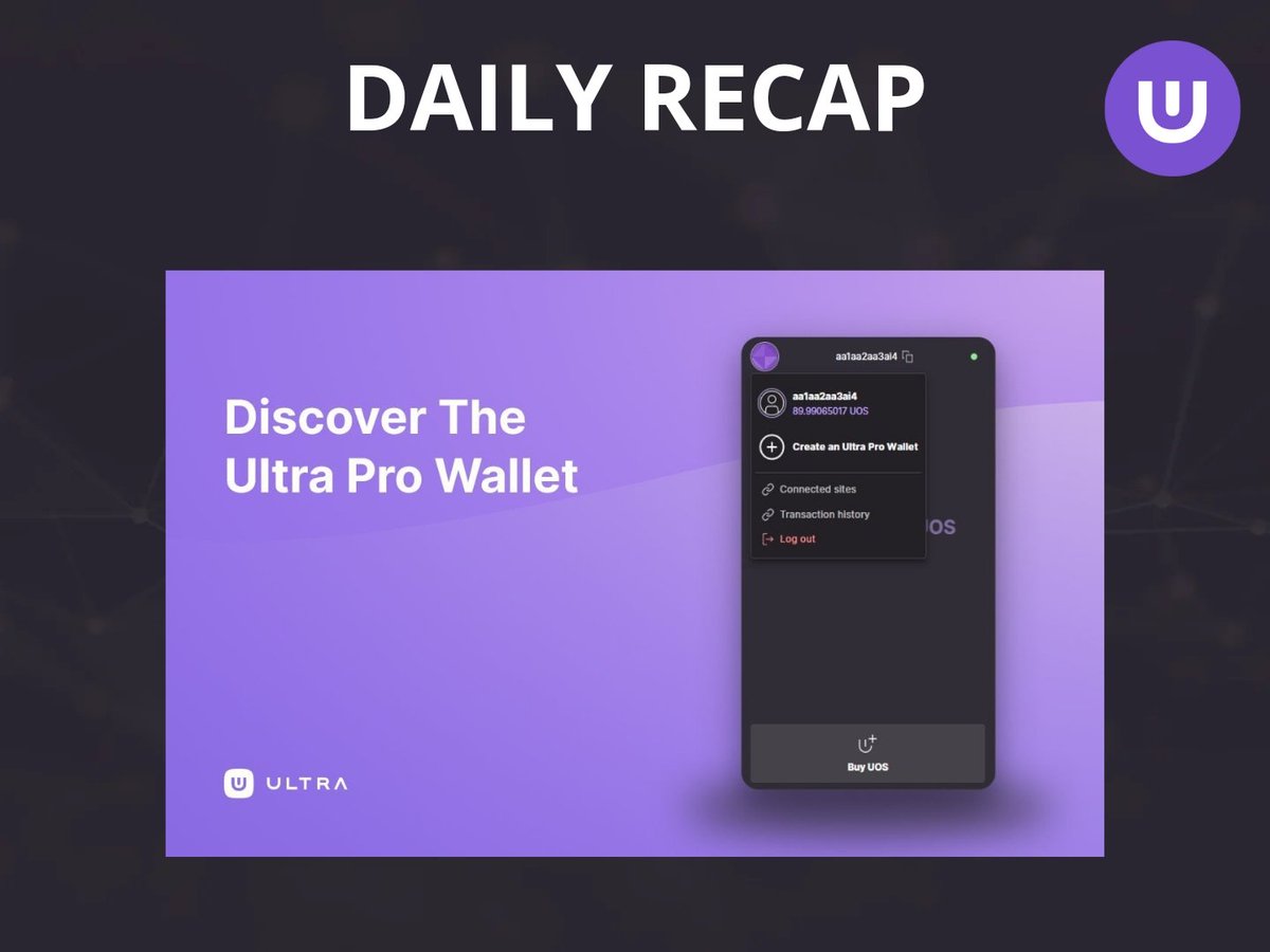 DAILY RECAP - 25 APRIL @ultra_io presents its Ultra Pro wallet ! 👉 Generate your own private keys, manage multiple accounts, more privacy and Ultra blockchain opening key ! This is available from today via the Chrome Ultra extension. $UOS #GameOnUltra