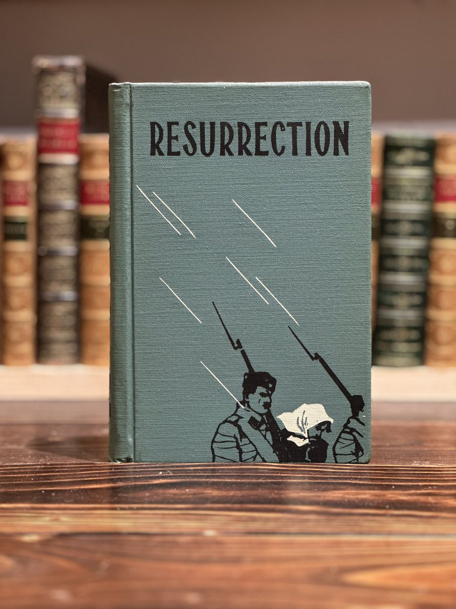 This edition of Tolstoi’s “Resurrection” was translated by Louise Maude. 
The suitably elegiac dust jacket was designed by the artist Leonid Osipovich Pasternak, father to the writer #BorisPasternak.
#tolstoy #russianliterature #resurrection #christiananarchism #warandpeace