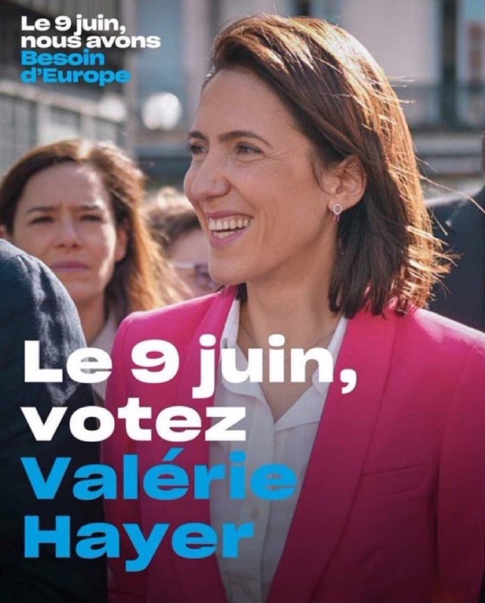 🤗Le 9 juin je voterai pour @ValerieHayer, tête de liste @BesoindEurope aux élections européennes. Parce que j’ai besoin d’une Europe puissante, ambitieuse, humaniste pour la France 🇫🇷 et pour la sauvegarde de nos démocraties 🇫🇷. L’avenir de l’Europe 🇪🇺est également l’avenir de…