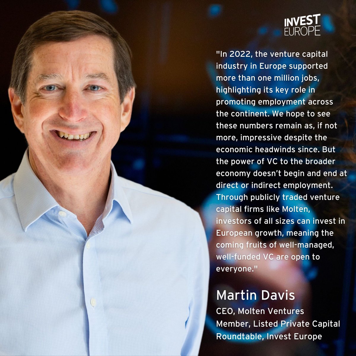 Molten CEO Martin Davis speaks to @InvestEuropeEU about the value VC brings to the European economy.