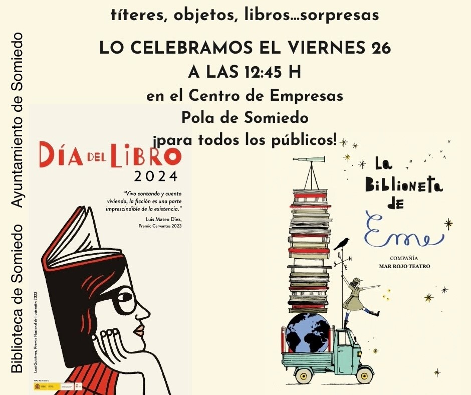 Os recordamos que mañana tenemos teatro y mucho más en #somiedo con <a href="/marrojoprod/">Mar Rojo Teatro</a> 
#DiaDelLibro <a href="/Biblioasturias/">Biblioasturias</a>