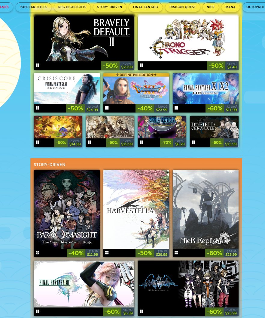 Wario64's tweet photo. Square Enix Golden Week sale on Steam https://t.co/MzFLctLWMW https://t.co/XQBQPCKq2u