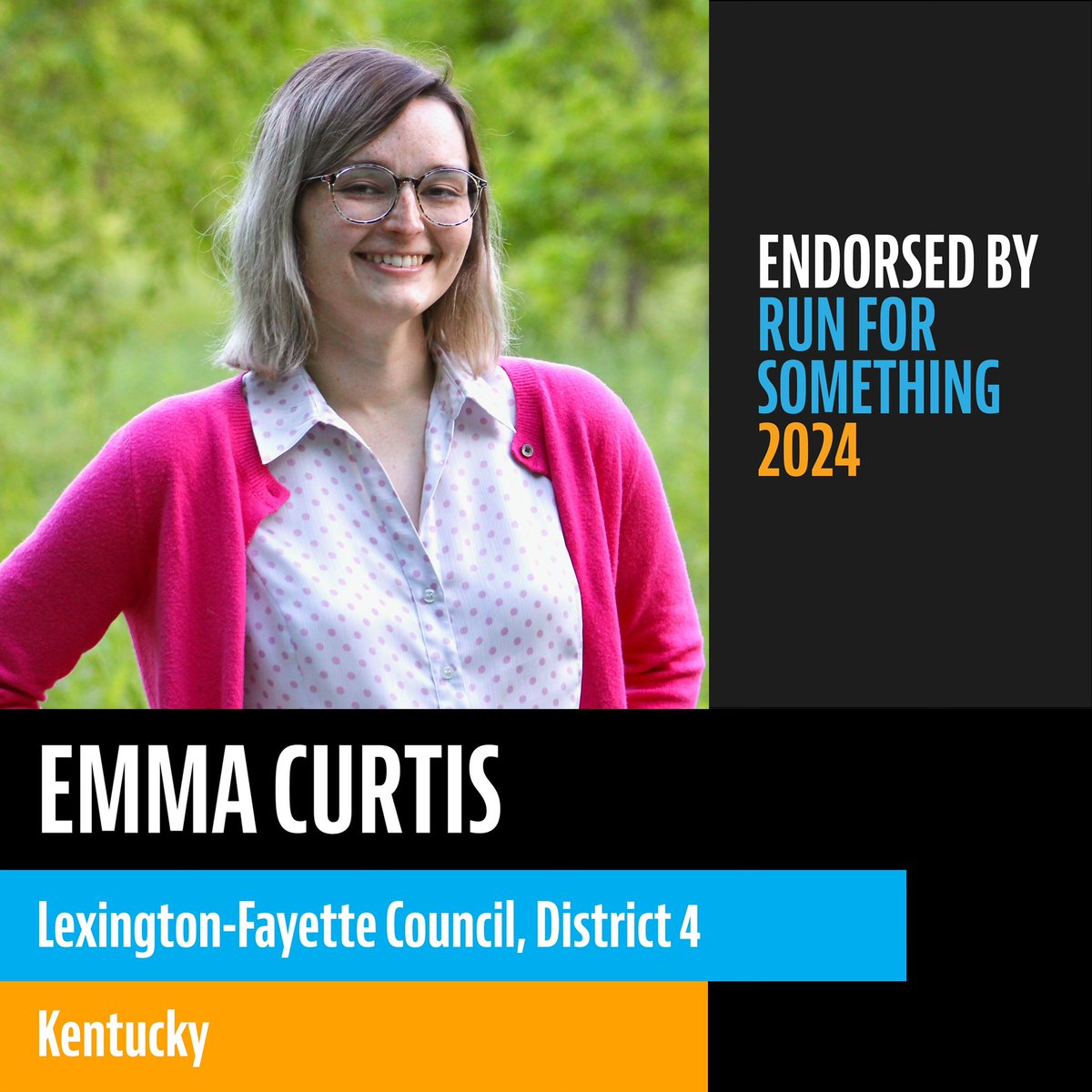 🚨ENDORSEMENT ALERT🚨 I’m honored to be endorsed by @runforsomething! Run for Something is building a brighter future nationwide by investing in strong down-ballot candidates whose lived experiences represent the communities they seek to serve. #EmmaForLex #RunForSomething