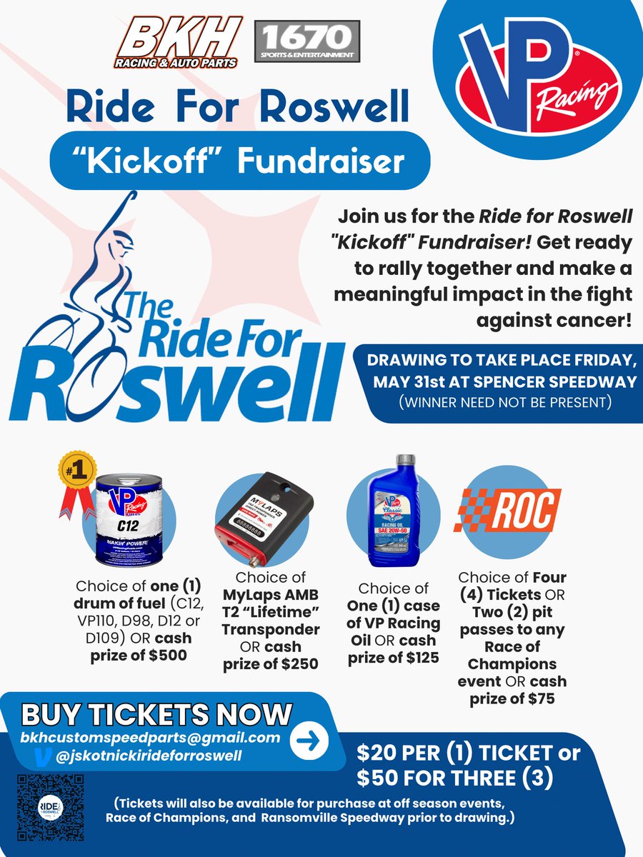 This year's @RideForRoswell #fundraiser includes a #giveaway with #racers in mind. #ModifiedsMainly All details are on the flyer.