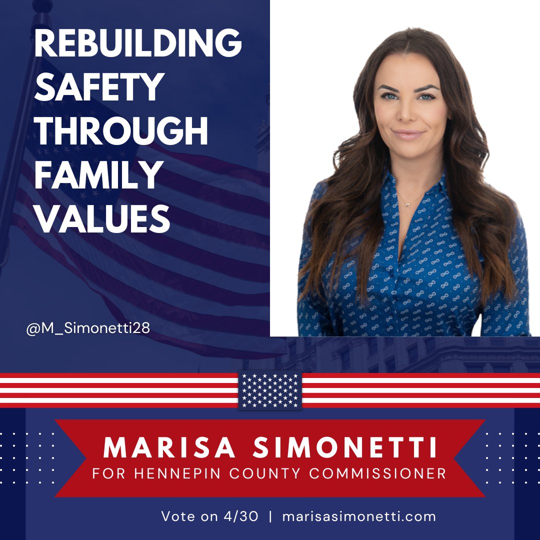 I'm excited to support my friend Marisa Simonetti (@M_Simonetti28) for Hennepin County Commissioner!

Marisa’s dedication to the community and her clear vision for improvement make her the best choice for a brighter future. Vote on 4/30!

marisasimonetti.com
#SaveMN