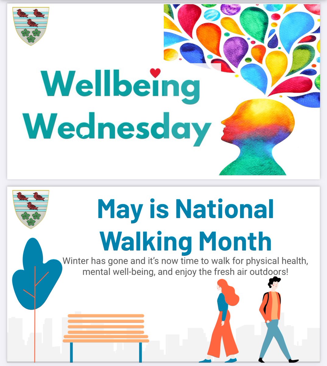 This weeks Wellbeing Wednesday @YsgolGreenhill is celebrating ‘May is National Walking Month’ understanding the benefits of walking, how to make it more fun and taking on a walking challenge 🚶🏼☀️🚶🏻‍♀️🌺🚶🏼‍♂️🌳 #teamgreenhill #bluewave #NationalWalkingMonth #WalkthisMay