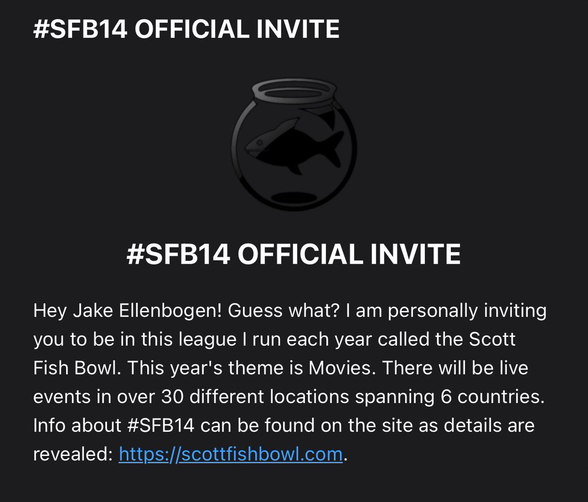 JAKE ELLENBOGEN (@jkbogen) on Twitter photo #SFB14 Special thanks to <a href="/ScottFish24/">Scott Fish</a> for inviting me to participate in my first Scott Fish Bowl! Can’t wait 🤙 #SFB14 Special thanks to <a href="/ScottFish24/">Scott Fish</a> for inviting me to participate in my first Scott Fish Bowl! Can’t wait 🤙