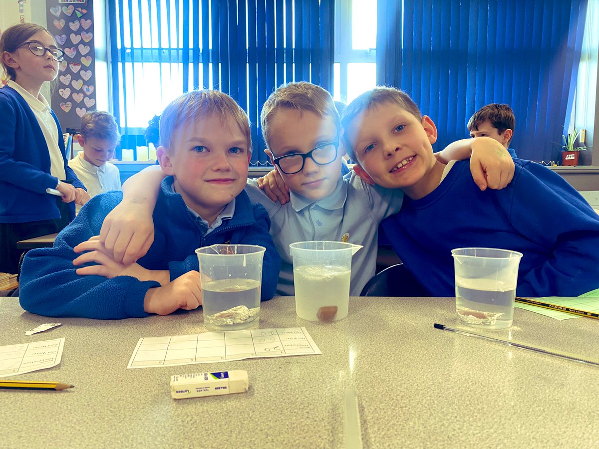 PatPriAcad's tweet photo. Sensational science! Year 4 investigating melting temperatures of solids, including chocolate. No they didn’t eat any 🤫😜 #patscience #pat4 #chemistry #eboractrust #primaryscience https://t.co/WPFRCV4aUM