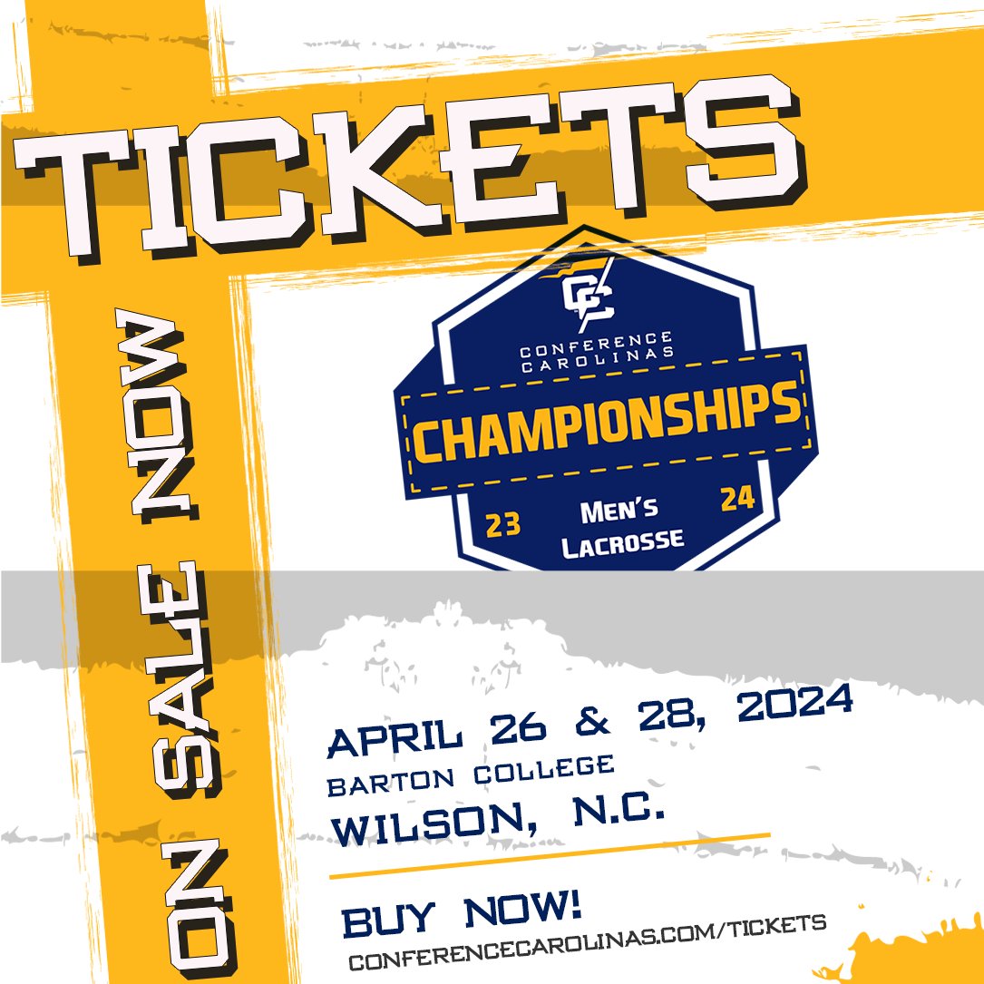 Barton hosts the 2⃣0⃣2⃣4⃣ Conference Carolinas Men's Lacrosse Championship! . Purchase your tickets online! . Bulldogs to host rival Mount Olive on Friday at 4⃣:0⃣0⃣ p.m., at Truist Stadium! . <a href="/ConfCarolinas/">Conference Carolinas</a> . <a href="/barton_menslax/">Barton Men’s Lacrosse</a> . 🥍🥍🥍🥍🥍
👇
🔗: conferencecarolinas.com/tickets