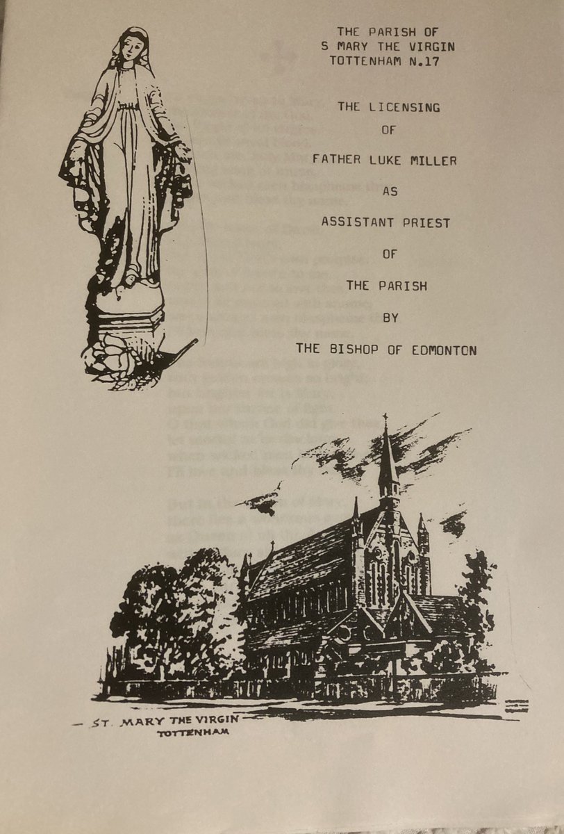 Realised I’ve just passed an anniversary. This was 22 April 1994. That’s 30 years since I started in Tottenham. Pray for Fr Clark as he prepares for his next induction as Vicar.