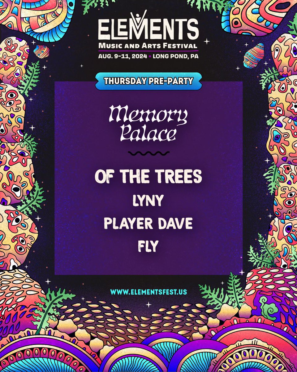 Noble denizens of field and forest - be it known that Memory Palace shall take over the stage at the venerable @elementsfest_ this August. Swipe for lineup. 🗡️ 🥀