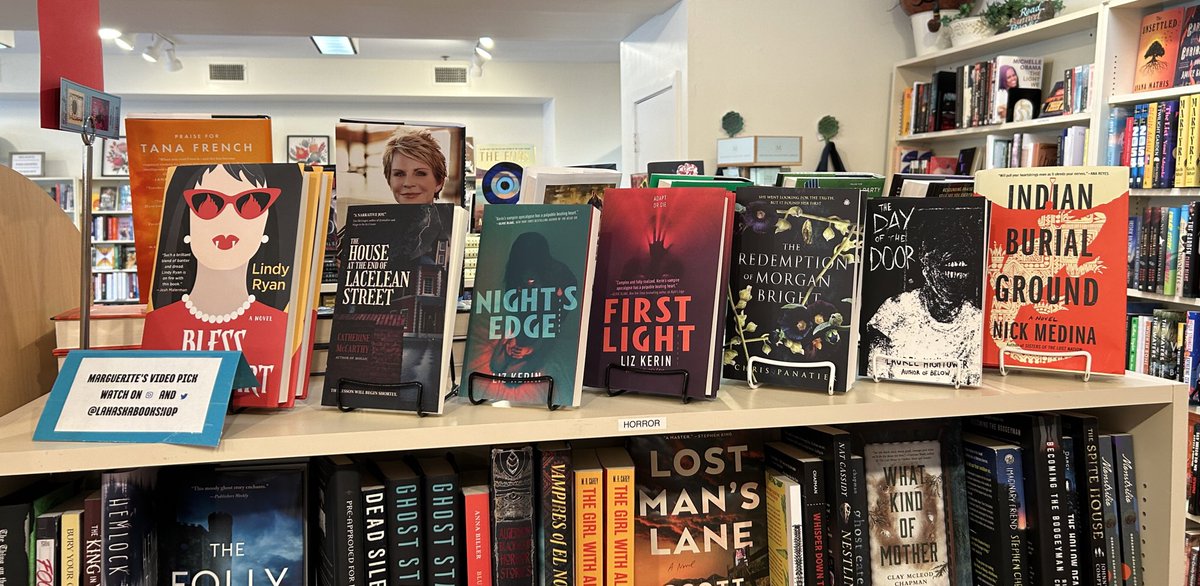Switched up the horror section for the weekend! Some bangers on here! Hope you can join us at @LahaskaBookshop for #independentbookstoreday this Saturday! I’ll be there yelling about my favorites! @lindyryanwrites @serialsemantic @ChrisJPanatier @HightowerLaurel @MedinaNick