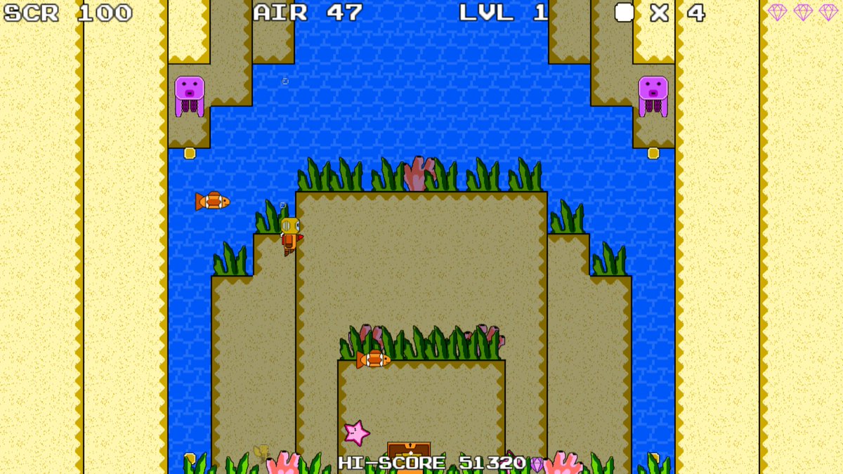 XavierOrionGame's tweet photo. Worked in an entirely new background system that isn't tanking the framerate to 40fps...everything runs at a stable 60fps. I also think this looks nicer conveys underwater better

#NintendoSwitch #Xbox #Steam #SteamDeck #indiegame #indiedev #gamedev #indiegamedev  #pixelart #WiiU https://t.co/aSmDUwfFrF