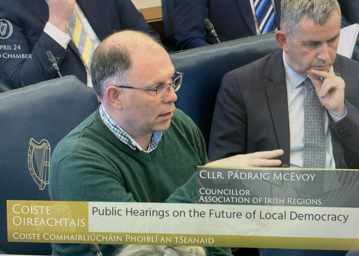 Cllr McEvoy (@PadraigMcEvoy) on behalf of the Association of Irish Regions, contributed today to the Seanad Éireann hearing on the Future of Local Democracy @SouthernAssembl @NWAssembly