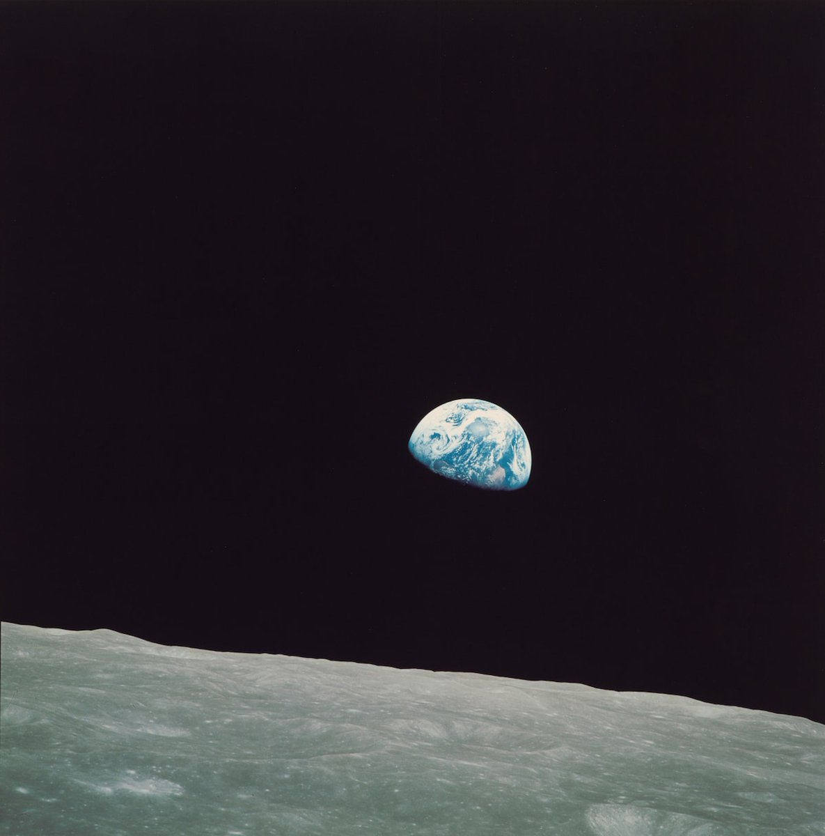Earthrise. 
Picture taken by Bill Anders on board Apollo 8.