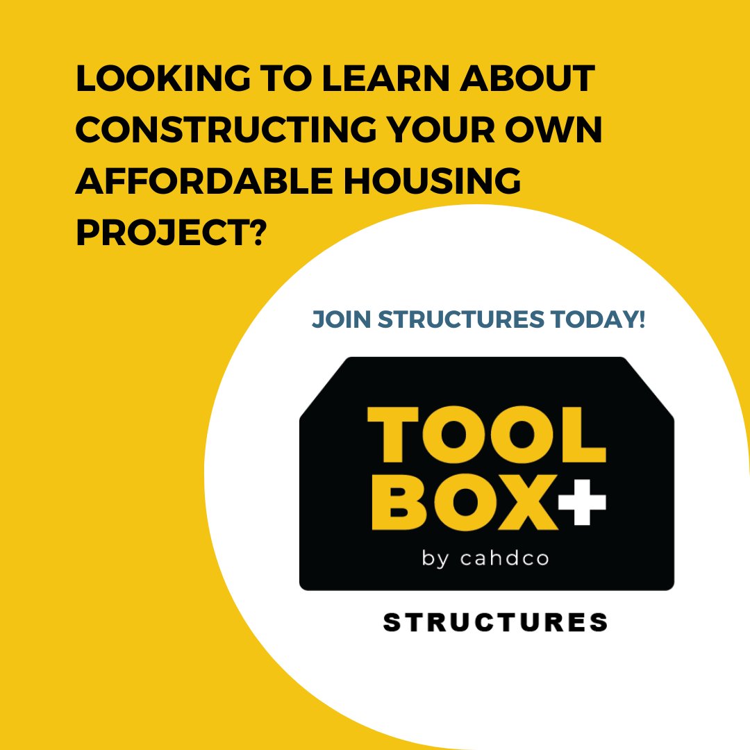 We would like to announce that we are expanding our Toolbox+ Program! Introducing Structures: This program is for organizations looking to manage a project through its construction phase. Learn more about the program on our website and register today: cahdco.org/the-structures…