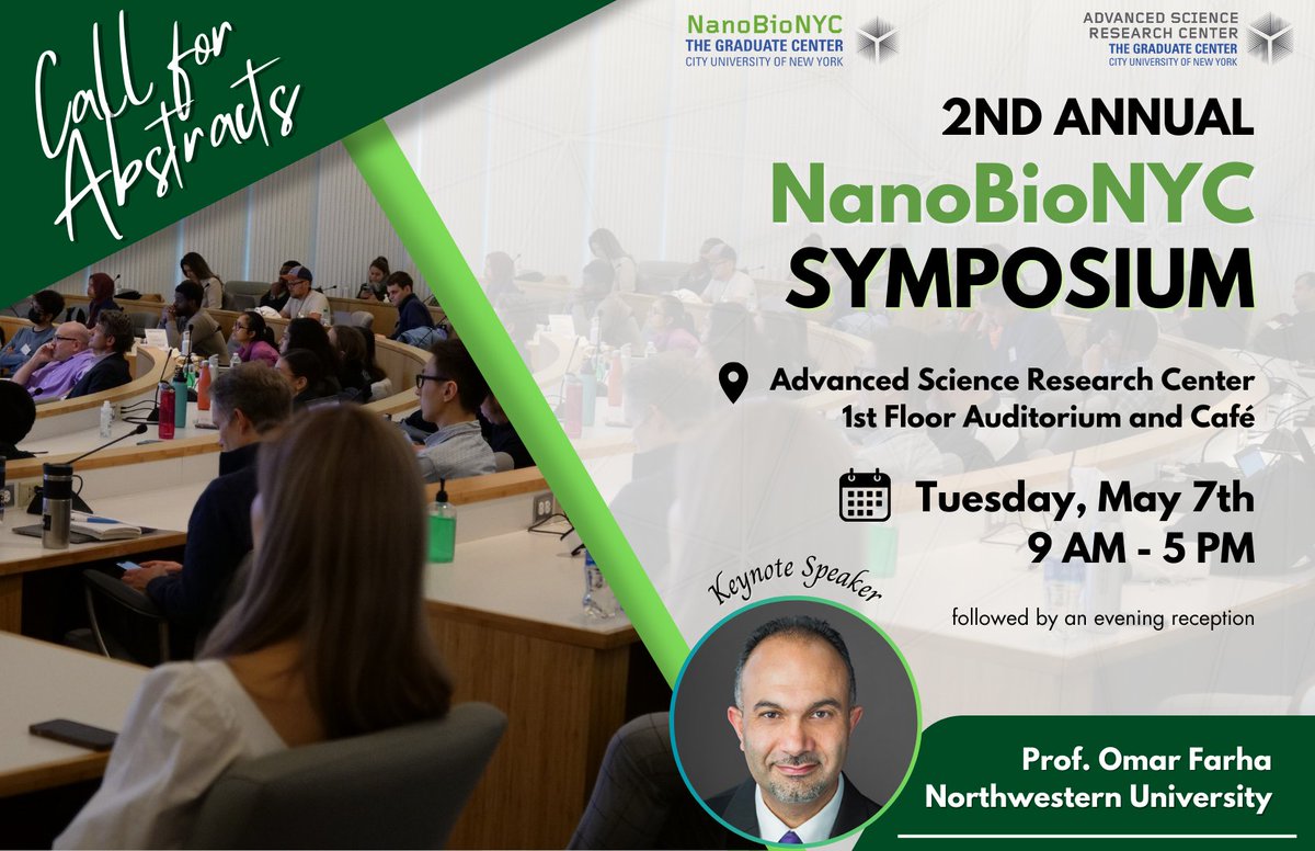 Get ready for an inspiring day at the 2nd Annual NanoBioNYC Symposium on May 7th! 🎉 Register today and submit your abstract by April 26th to share your research with the community ✨ Details here - nanobionyc.com/2nd-annual-sym… @UlijnGroup @asrc_gc @ASRCnanoscience #CUNY #NSFNRT