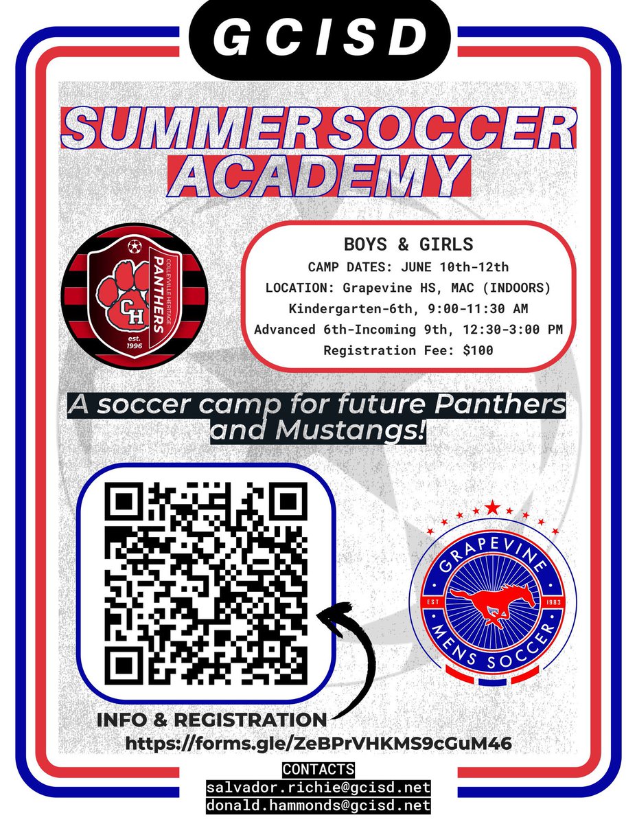 GCISD Summer Soccer Academy registration is now open.