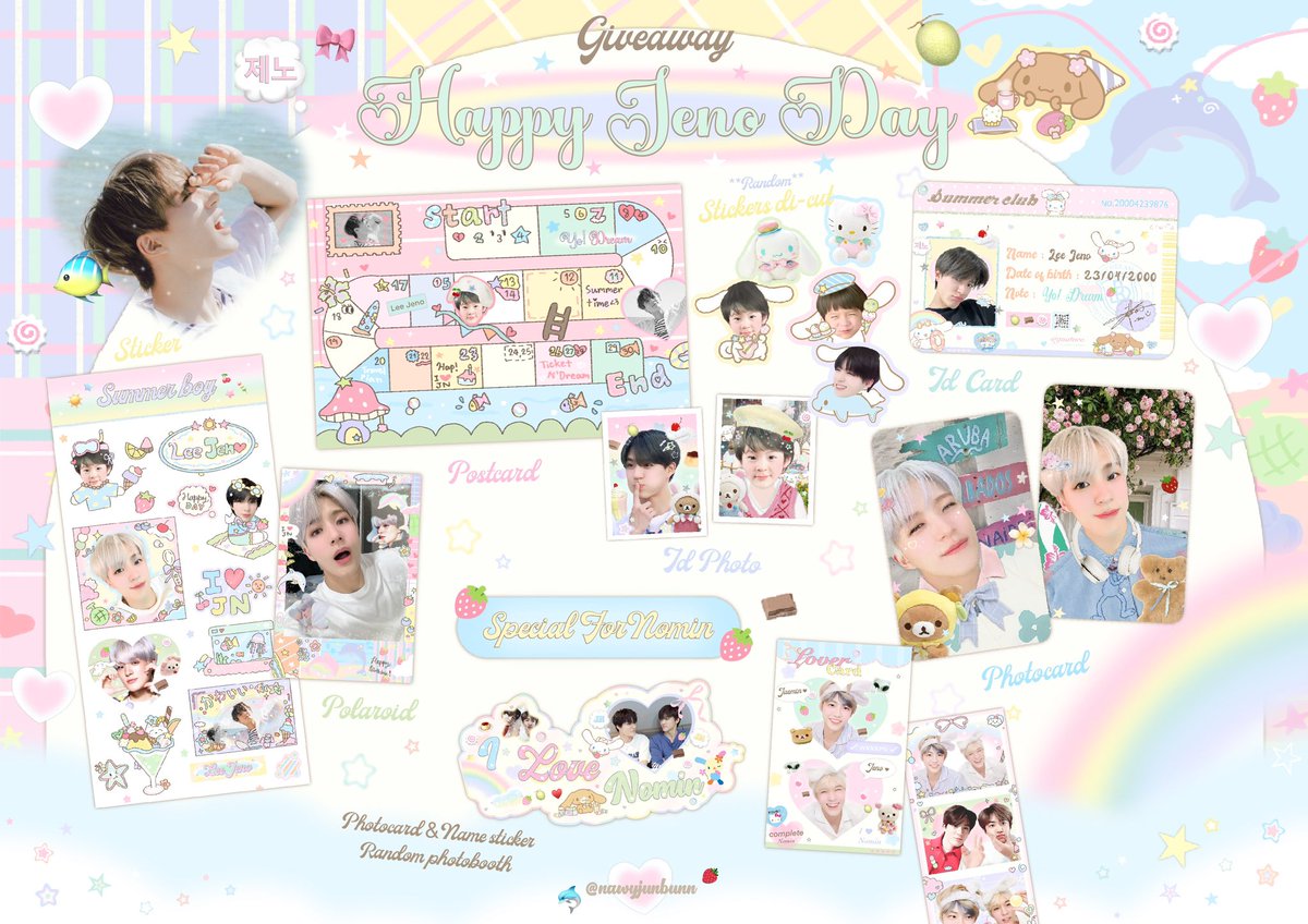 pls kindly rt 🏄🏻‍♀️🔆 (random 4ea.)
ꕀ.* Giveaway Jen🥥 day 
🐠🍒🧁 — 𝓗appy Sümmer !
Only 6 set🌸🫧

𓇼 gg form : 26/04 time 20:08
𓇼 shipping box : 55 baht

more details&แท็กเรียก in mention💘🩵
 #HAPPYJENODAY #JENO