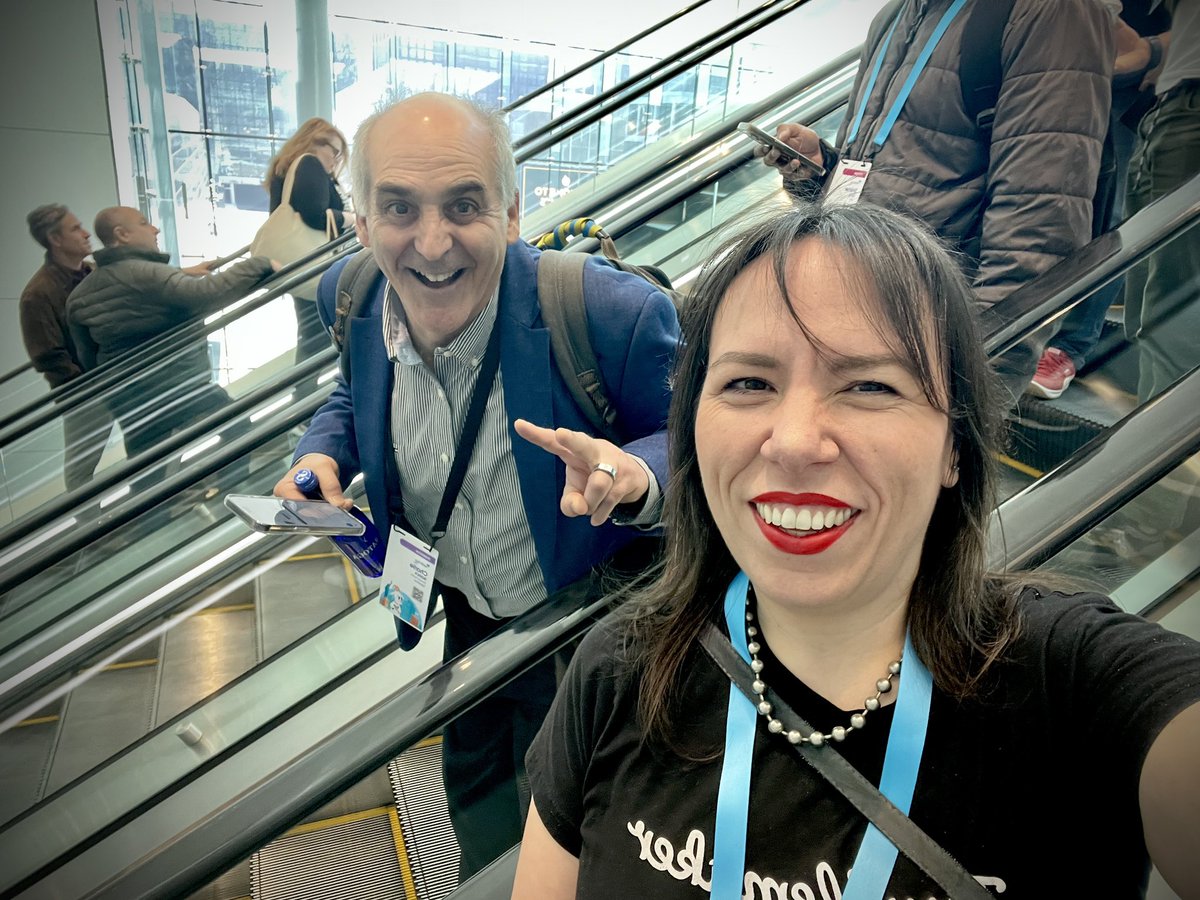 Ran into @charlieisaacs on the escalator and discussed mascots and how he needs a Troublemaker shirt from @shirtforceOrg. #SalesforceTour