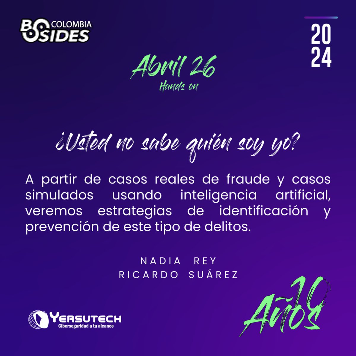BSides_CO's tweet photo. Mañana desde las 8:00 am tendrás la oportunidad de mejorar tus habilidades y poner a prueba tus conocimientos en el espacio Hands On de #BSidesCo2024. Recuerda tener tu manilla #VIP para poder ingresar. Cómprala aquí >> https://t.co/vwx9mgnwtZ
#Ciberseguridad #BSidesCo #infosec https://t.co/wVDeUGLB5X