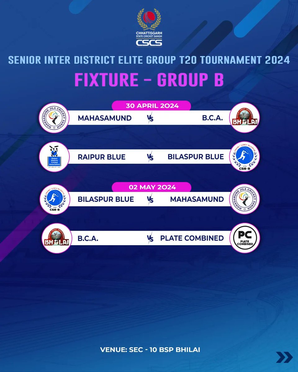 The complete schedule of 'Senior Inter District Elite Group T20 Tournament 2024' is here. 

The game is on, #MarkYourCalendar! 
Stay tuned for a power-packed cricketing extravaganza!

#SeniorEliteTournament #InterDistrictTournament #CricketFixture #MenCricket #CSCS #CricketCSCS