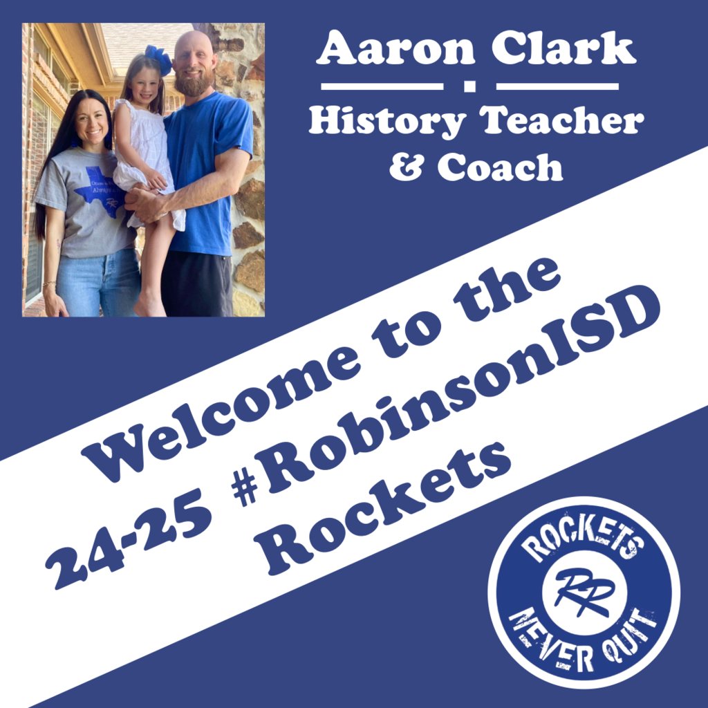 Welcome to Coach Clark and his family for joining the Robinson Junior High team! #RobinsonISD