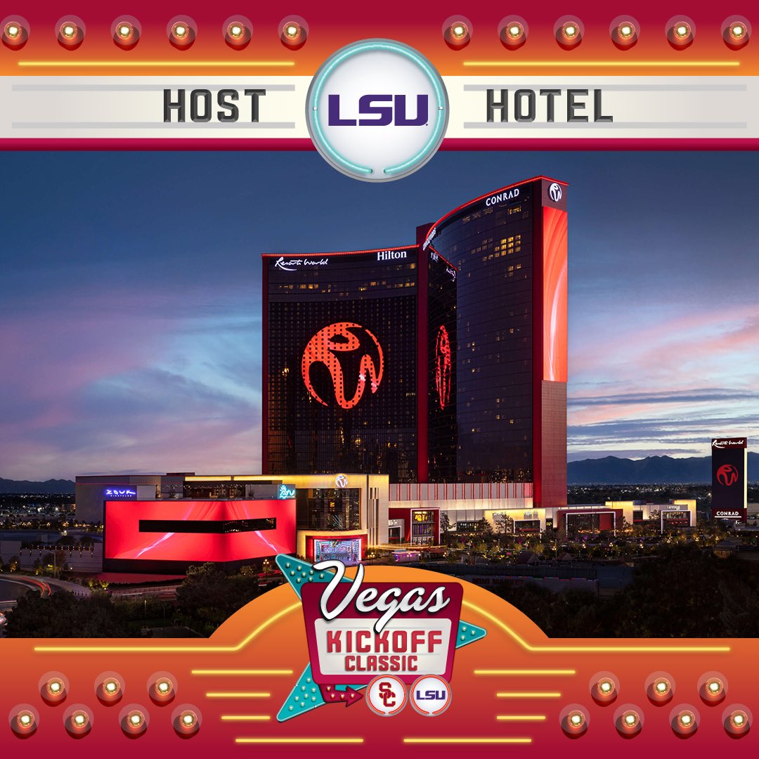 .@LSUfootball fans time to #RuleTheWorld at @ResortsWorldLV. 🤩 Book your room today! linktr.ee/lasvegasbowl #VegasKickOffClassic | #Vegas | #BowlSeason