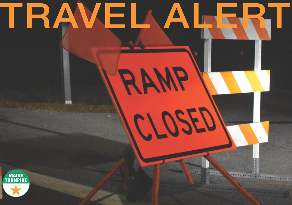 TRAFFIC ALERT, Kittery-Ramp closures overnight tonight &amp; Monday for milling &amp; drainage work
4/28 Exit 7 southbound entrance ramp will be closed at 9PM &amp; will reopen by 5AM Monday
4/29 southbound entrance ramp from Route 236 will be closed at 9PM &amp; will reopen by 5AM Tuesday.