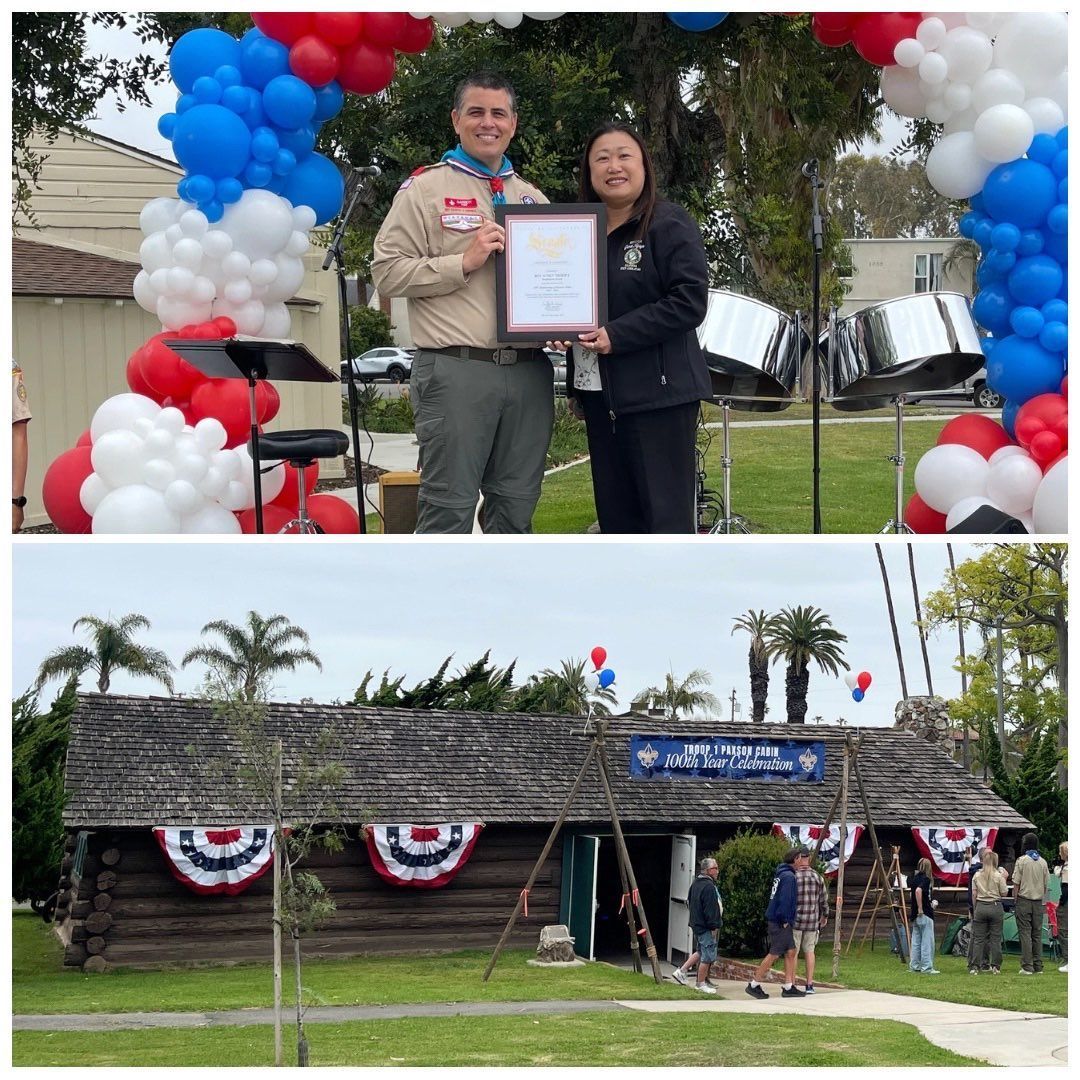 Did you know that Surf City is home to a 100-year-old log cabin?

I joined BSA Troop 1 to celebrate the 100th anniversary of the Paxson Cabin at Lake Park in Huntington Beach. Thank you to the scouts for your stewardship of this beloved historical landmark. #SD36