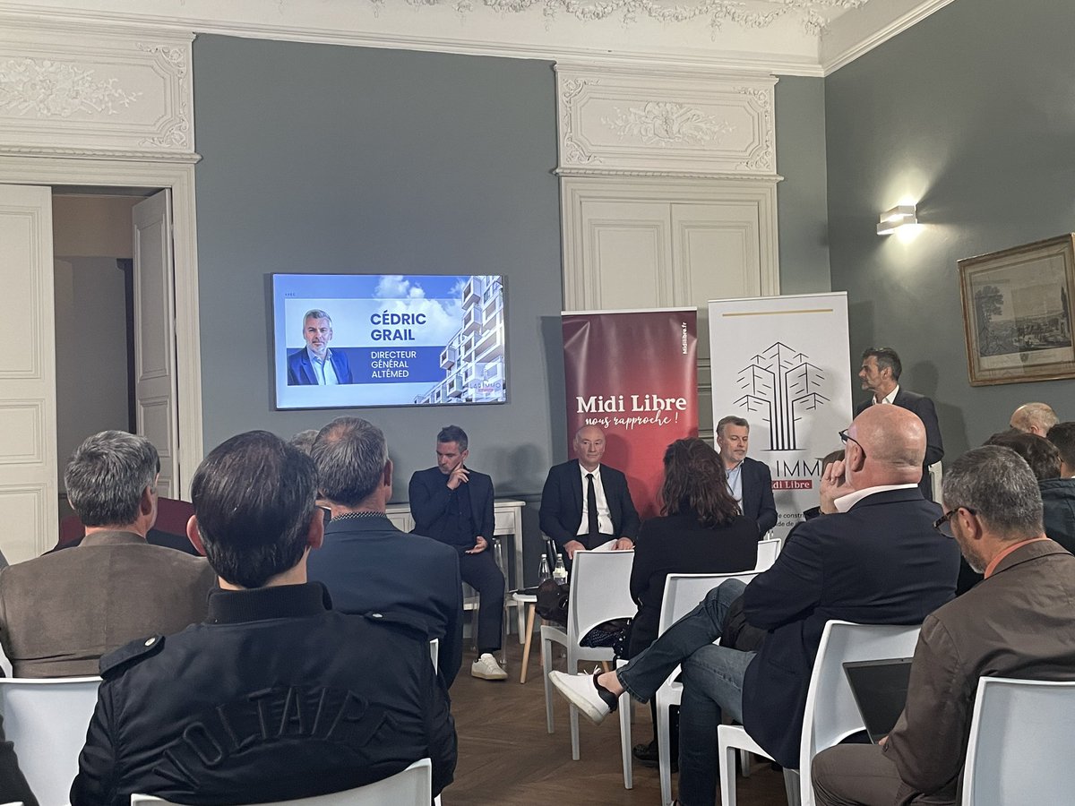 groupe_altemed's tweet photo. Table ronde du #Labimmo @Midilibre sur les « 10 mesures pour créer un choc de l’offre et après ? » intervention de @cedric_grail, directeur général d’Altemed avec @FLafforgue, Maire de #Castelnaulelez, #laurentvillaret, président de la @fpi_om #philipperoussel, président de #unam https://t.co/Dcv50ZUHut