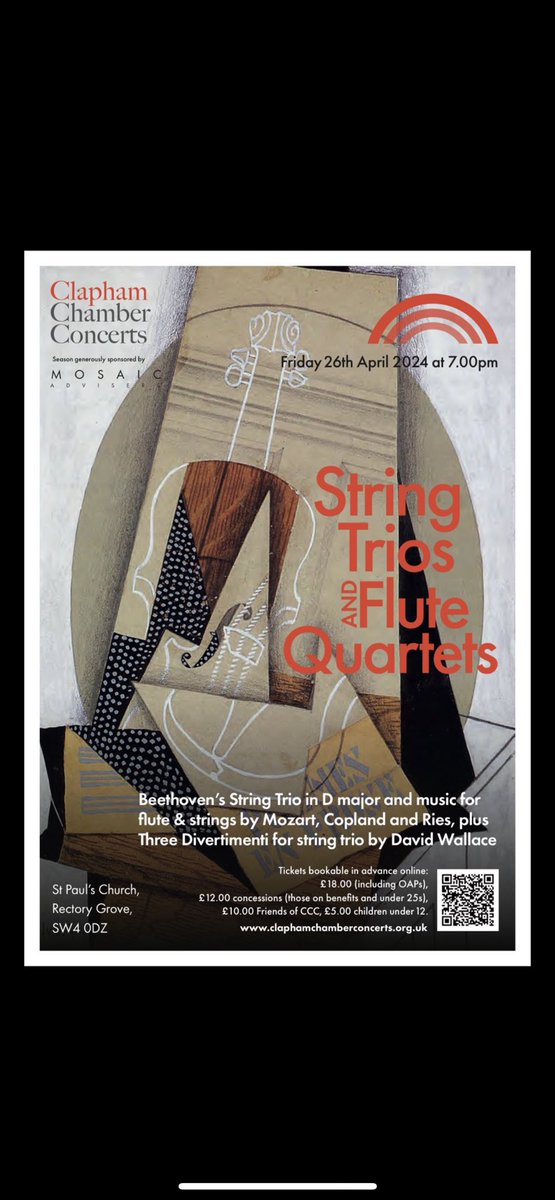 ClaphamConcerts's tweet photo. 📣📣Tomorrow! 

Do come if you are in #clapham https://t.co/36umVaVV5l