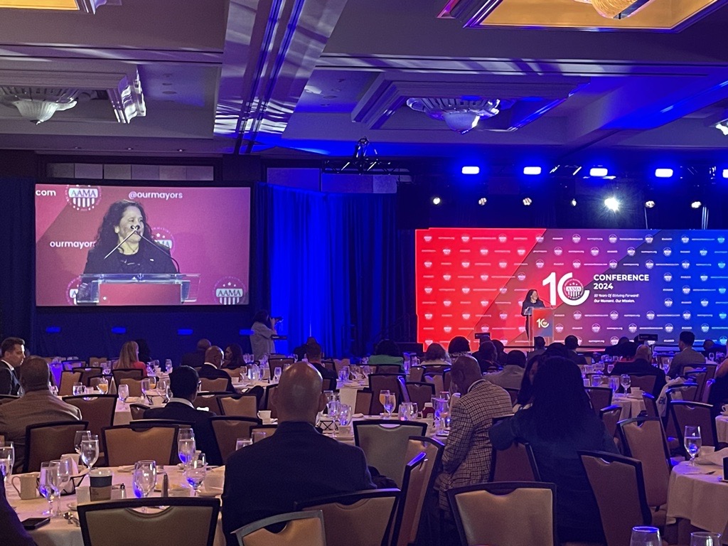 President Biden’s Investing in America agenda is driving a small business boom, and Black-owned small businesses are playing a vital role. I joined the <a href="/OurMayors/">African American Mayors Association</a> conference in Atlanta today to discuss how we can continue to help all entrepreneurs start &amp; grow businesses. #AAMA10