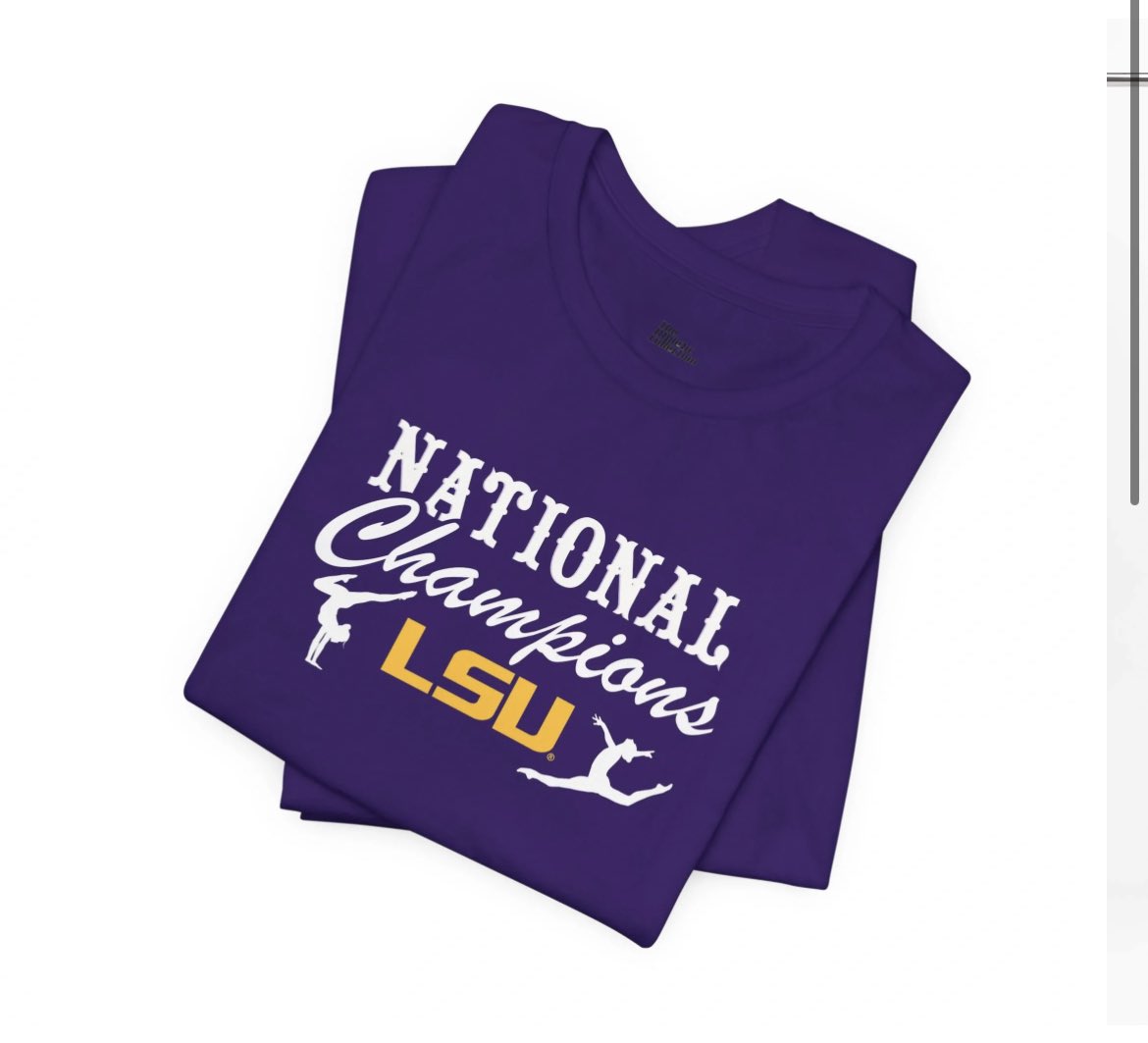 Link below! Will be adding more designs throughout the day! @LSUgym national championship gear! RT this and I’ll DM you a promo code 👀 shop-tac.com/shop-with-us-1…