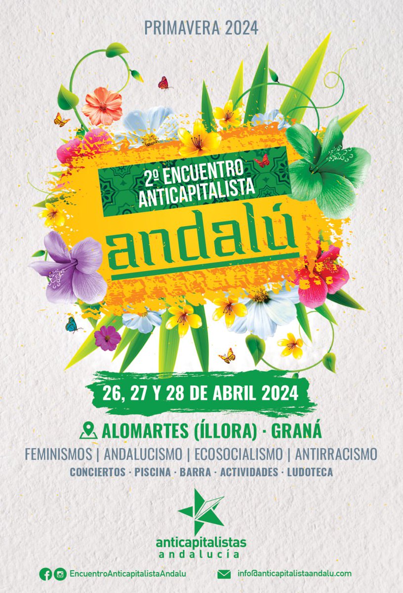 👥 Del 26 al 28 de abril se celebra el "Encuentro Anticapitalista Andalú". Organizado por <a href="/Anticapi_And/">Anticapitalistas Andalucía</a>.

Comenzaremos analizando el papel transformador del andalucismo desde el marxismo, abordaremos la actualidad de la represión en el Estado español.

📱 Inscripción: